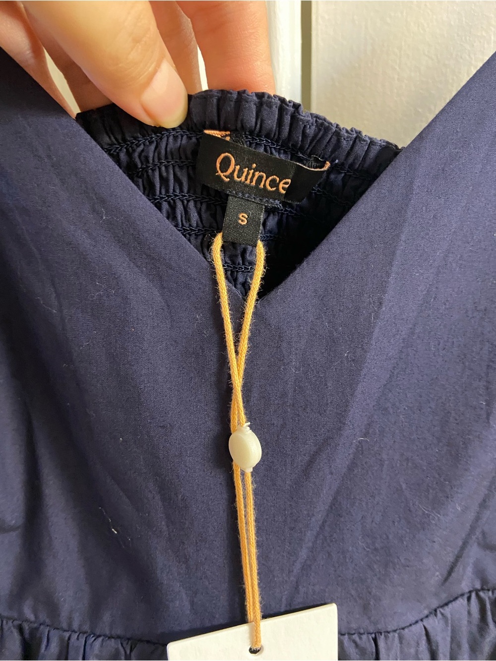 Quince Navy V-Neck Spaghetti-Strap Midi Dress Orgaic Cotton Small NWT - Picture 7 of 8